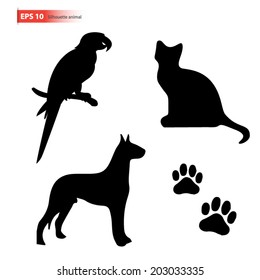 New silhouette pet ,dog,cat,parrot bird