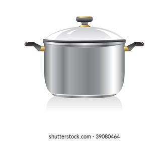 New silver pan isolated on white background. Vector illustration.
