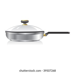 New silver pan isolated on white background. Vector illustration.