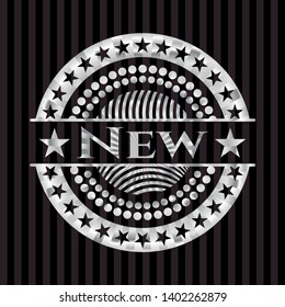 New silver shiny badge. Vector Illustration. Mosaic.