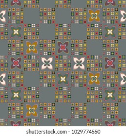 New simple abstract geometric seamless pattern with flower for background. Geometric backdrop with flower silhouette.