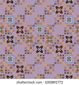 New simple abstract geometric seamless pattern with flower for background. Geometric backdrop with flower silhouette.