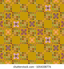 New simple abstract geometric seamless pattern with flower for background. Geometric backdrop with flower silhouette.