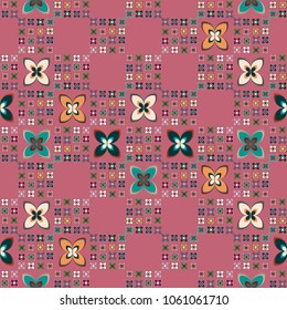 New simple abstract geometric seamless pattern with flower for background. Geometric backdrop with flower silhouette.