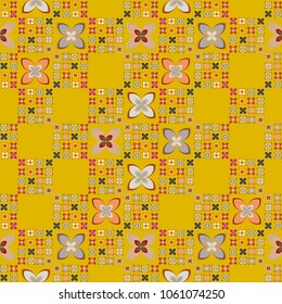 New simple abstract geometric seamless pattern with flower for background. Geometric backdrop with flower silhouette.