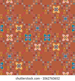 New simple abstract geometric seamless pattern with flower for background. Geometric backdrop with flower silhouette.