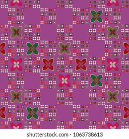 New simple abstract geometric seamless pattern with flower for background. Geometric backdrop with flower silhouette.