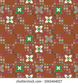 New simple abstract geometric seamless pattern with flower for background. Geometric backdrop with flower silhouette.