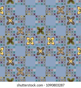 New simple abstract geometric seamless pattern with flower for background. Geometric backdrop with flower silhouette.