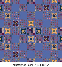 New simple abstract geometric seamless pattern with flower for background. Geometric backdrop with flower silhouette.