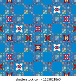 New simple abstract geometric seamless pattern with flower for background. Geometric backdrop with flower silhouette.