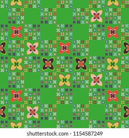 New simple abstract geometric seamless pattern with flower for background. Geometric backdrop with flower silhouette.