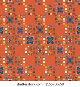 New simple abstract geometric seamless pattern with flower for background. Geometric backdrop with flower silhouette.