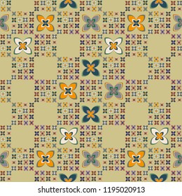 New simple abstract geometric seamless pattern with flower for background. Geometric backdrop with flower silhouette.