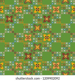 New simple abstract geometric seamless pattern with flower for background. Geometric backdrop with flower silhouette.