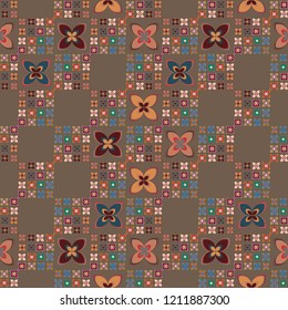 New simple abstract geometric seamless pattern with flower for background. Geometric backdrop with flower silhouette.