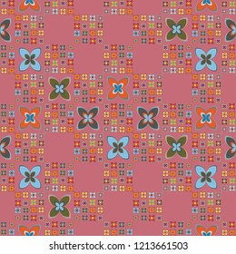 New simple abstract geometric seamless pattern with flower for background. Geometric backdrop with flower silhouette.