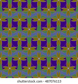New simple abstract geometric seamless pattern with flower for background. Geometric backdrop with flower silhouette.