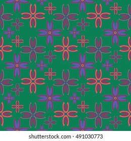 New simple abstract geometric seamless pattern with flower for background. Geometric backdrop with flower silhouette.
