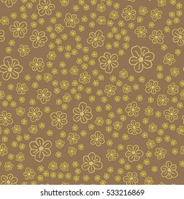 New simple abstract geometric seamless pattern with flower for background. Geometric backdrop with flower silhouette.