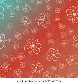 New simple abstract geometric seamless pattern with flower for background. Geometric backdrop with flower silhouette.
