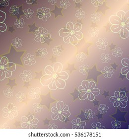 New simple abstract geometric seamless pattern with flower for background. Geometric backdrop with flower silhouette.
