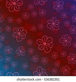 New simple abstract geometric seamless pattern with flower for background. Geometric backdrop with flower silhouette.