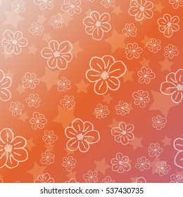 New simple abstract geometric seamless pattern with flower for background. Geometric backdrop with flower silhouette.