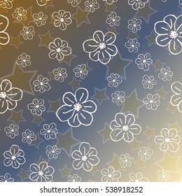 New simple abstract geometric seamless pattern with flower for background. Geometric backdrop with flower silhouette.
