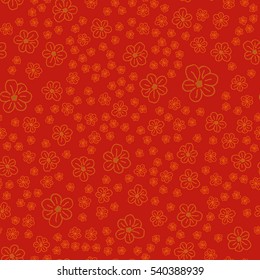 New simple abstract geometric seamless pattern with flower for background. Geometric backdrop with flower silhouette.