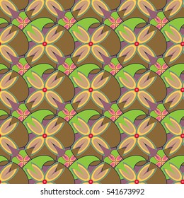 New simple abstract geometric seamless pattern with flower for background. Geometric backdrop with flower silhouette.