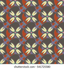 New simple abstract geometric seamless pattern with flower for background. Geometric backdrop with flower silhouette.