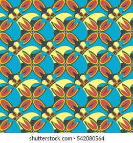 New simple abstract geometric seamless pattern with flower for background. Geometric backdrop with flower silhouette.