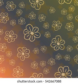 New simple abstract geometric seamless pattern with flower for background. Geometric backdrop with flower silhouette.
