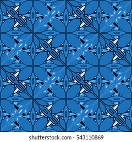 New simple abstract geometric seamless pattern with flower for background. Geometric backdrop with flower silhouette.