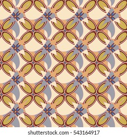 New simple abstract geometric seamless pattern with flower for background. Geometric backdrop with flower silhouette.