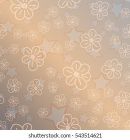 New simple abstract geometric seamless pattern with flower for background. Geometric backdrop with flower silhouette.