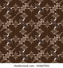 New simple abstract geometric seamless pattern with flower for background. Geometric backdrop with flower silhouette.