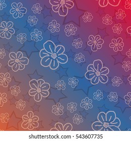 New simple abstract geometric seamless pattern with flower for background. Geometric backdrop with flower silhouette.