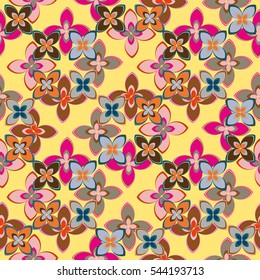 New simple abstract geometric seamless pattern with flower for background. Geometric backdrop with flower silhouette.