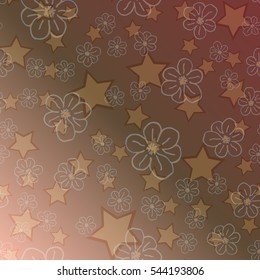 New simple abstract geometric seamless pattern with flower for background. Geometric backdrop with flower silhouette.