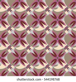 New simple abstract geometric seamless pattern with flower for background. Geometric backdrop with flower silhouette.