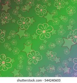 New simple abstract geometric seamless pattern with flower for background. Geometric backdrop with flower silhouette.