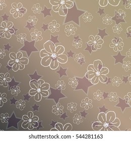 New simple abstract geometric seamless pattern with flower for background. Geometric backdrop with flower silhouette.