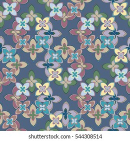 New simple abstract geometric seamless pattern with flower for background. Geometric backdrop with flower silhouette.