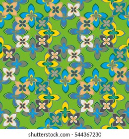 New simple abstract geometric seamless pattern with flower for background. Geometric backdrop with flower silhouette.