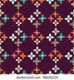 New simple abstract geometric seamless pattern with flower for background. Geometric backdrop with flower silhouette.