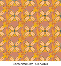New simple abstract geometric seamless pattern with flower for background. Geometric backdrop with flower silhouette.