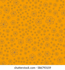 New simple abstract geometric seamless pattern with flower for background. Geometric backdrop with flower silhouette.