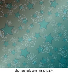 New simple abstract geometric seamless pattern with flower for background. Geometric backdrop with flower silhouette.